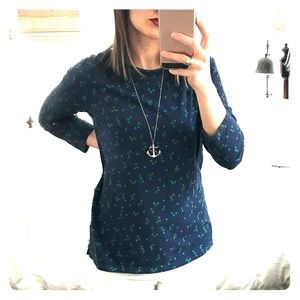 Lands End | Navy / Green Dots Top Size M